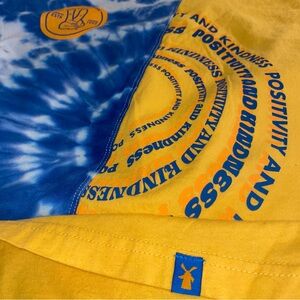 Split Design Yellow and blue Tie die Dutch Bros Tee